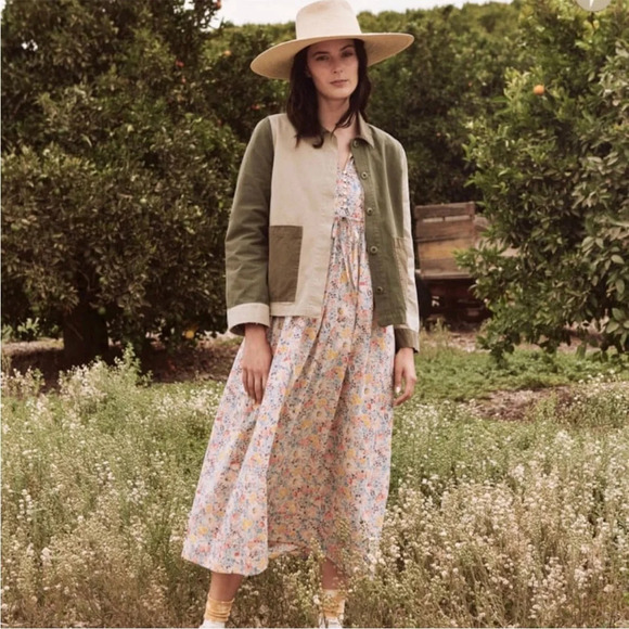 THE GREAT. Bonnet 100% Cotton Prairie Floral Boho Peasant Summer Midi Dress - Picture 5 of 16